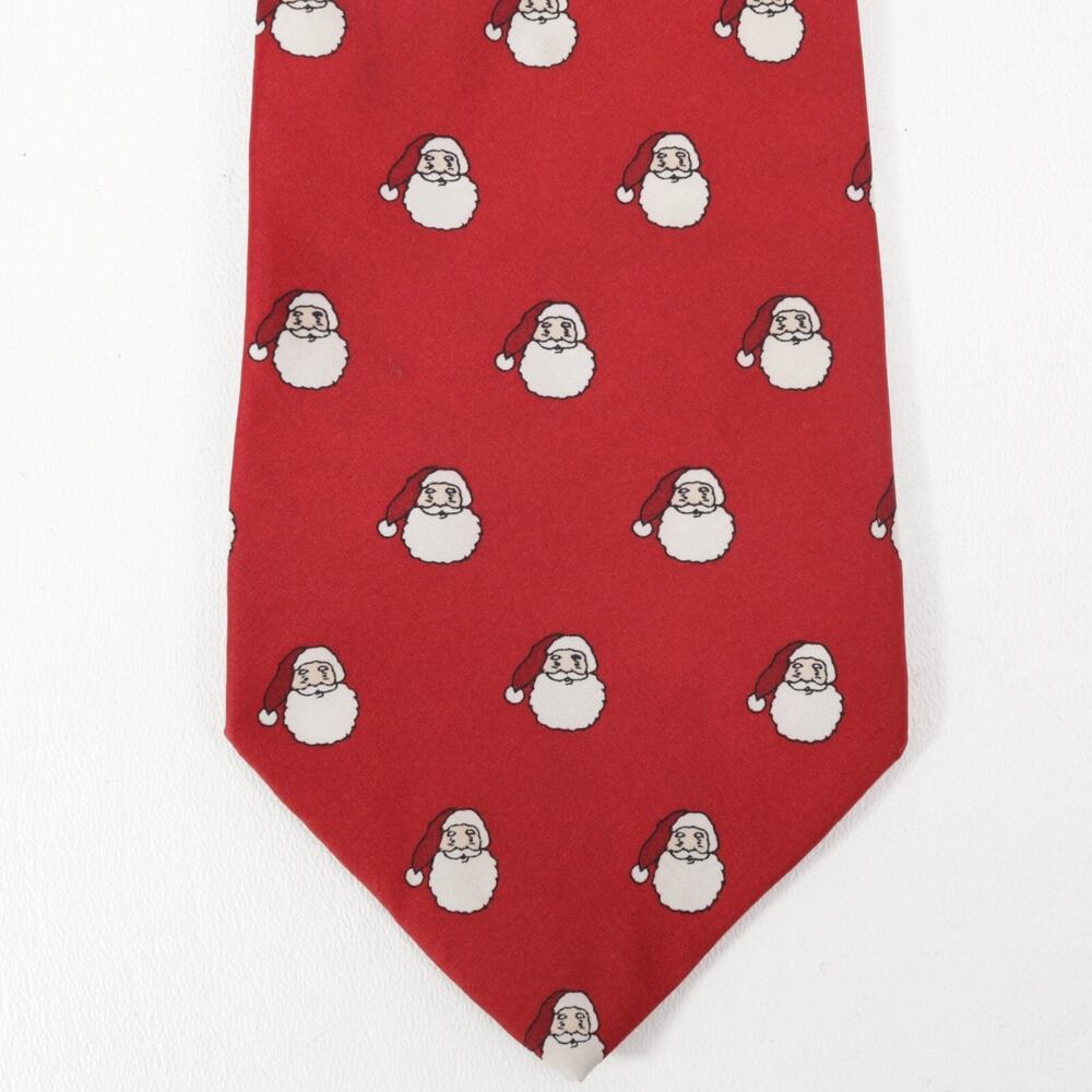 Vintage Noel Tie Mens 56 in Red Silk Santa Face Christmas Holiday Lined Wide